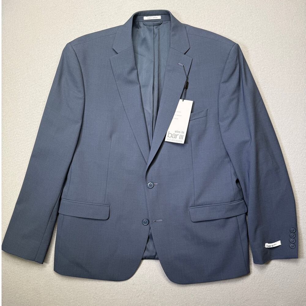 Bar III Men's Slim-Fit Wool-Blend Solid Suit Jacket, blue 44S $450